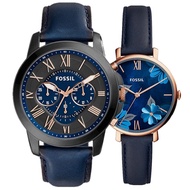Authentic Navy Blue Men Women Leather Couple Watch FS5061 ES4673