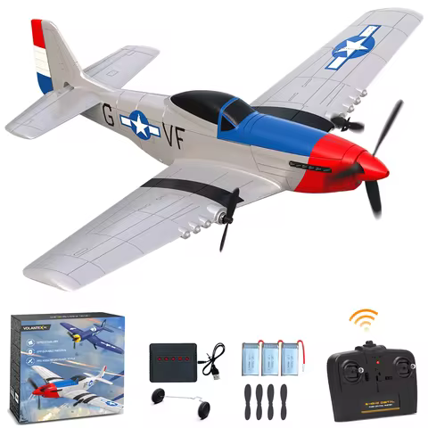 VOLANTEXRC RC Plane, 3-CH P-51D Mustang RC Airplanes for Kid and Adults, Easy to Fly, Suitable for B