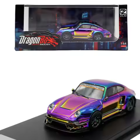 DRAGONBO x DCM 1:64 Porsche 993 Widebody Chrome Chameleon Diecast Model Car In Stock Ready To Ship