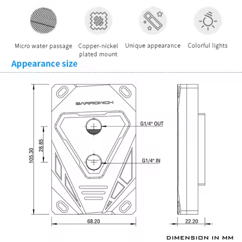 Barrowch CPU Water Cooling Block Used For AMD Ryzen AM5 AM4 AM3 Future Mechanical Style CPU Liquid C