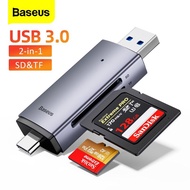 Baseus 2 In 1 Card Reader USB 3.0 Type C ถึง Micro SD TF Memory Card Reader สำหรับ MacBook Huawei Samsung PC อุปกรณ์เสริมแล็ปท็อป Smart Cardreader Adapter