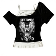 Deftones crop top corset Grunge shoujo girl style y2k gothic summer cropped girls clothes