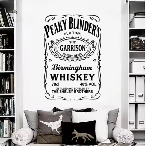 Large Peaky Blinders Pub Whisky Wall Sticker Bedroom Living Room Garage Bar Man CAVE Whisky Peaky Bl