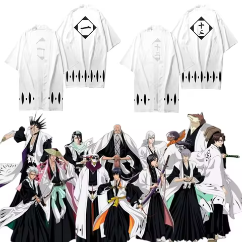 Anime Bleach Gotei 13 Robe Cosplay Costumes Ukitake Zyuusirou Cloak Yamamoto Roleplay Fantasia Hallo