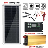Portable 3000W Inverter 50W Solar Panel Cell Set Outdoor Solar Power Supplier Solar Panel B Solar Inverter 100A Controll
