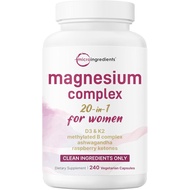 ComplexforWomen|Glycinate,Citrate&More–20-in-1FormulawithD3,K2(MK-7),B6(asP5P)&Ashwagandha|240Vegeta