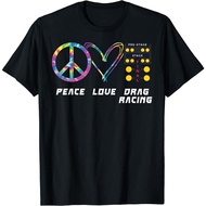 Drag Racing Race Car Retro Tie Dye Peace Love Drag T-Shirt