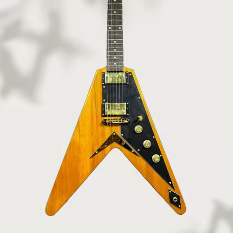 Wood Colour Flying-V Guitar Rosewood Fingerboard Good Quality and Timbre