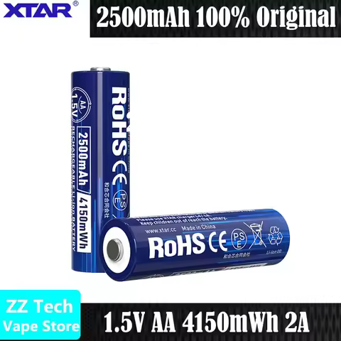 4pcs/lot Original XTAR 1.5V AA 4150mWh 2500mAh 2A Discharge Li-ion Battery 1200 Times Cycle Life Pro