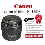 CANON EF 85MM F/1.8 USM ULTRASONIC LENS ORIGINAL (GUARANTEE NEW & ORIGINAL) 1 YEARS WARRANTY EF LENS