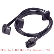 PCIe 6Pin to 3x4Pin Power Supply Cable for Seasonic KM3 M12II Series FOCUS Gold Platinum Series