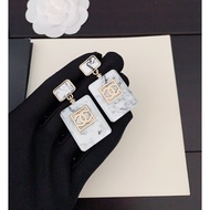 Ceramic White Perfume Bottle Brass Material Earrings C71Y