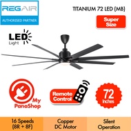 Regair Super Size DC Copper Motor Ceiling Fan with/without LED ( 72" ) TITANIUM-72