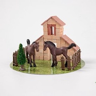 ecoey迷你磚塊建築馬場小院模擬真實場景小瓦匠DIY兒童玩具禮物