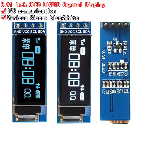 0.91 inch OLED display module white/blue OLED 128X32 LCD LED Display SSD1306 12864 0.91 IIC i2C Comm