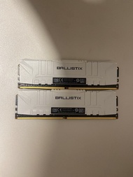 Crucial Ballistix DDR4 3000MHz 8GB x2 白色記憶體