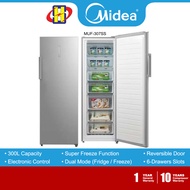 Midea Freezer (300L) Super Freeze Function Standing Freezer Dual Mode Freeze or Fridge Upright Freezer MUF-307SS