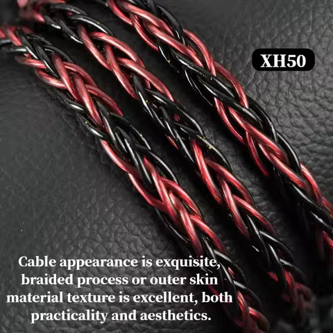 XINHS XH50 IEM Cable 8 Cores High Conductivity 7N Monocrystalline Copper Silver Plated + Five Elemen