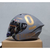 KBR Tanos Leopard Poxy/Gorilla Halfface Helmet Iridium Silver DD Glass Package KairozRing