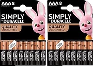 16 x Duracell AAA Simply (2 Blister Packs of 8 Batteries) 16 Batteries Mini Stylus (LR03/MN2400)