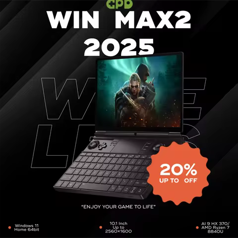 Ready Stock! Original New GPD 2025 WIN MAX 2 32GB RAM 1TB 2TB SSD AMD 8840U AI9 HX370 Gaming Laptop 