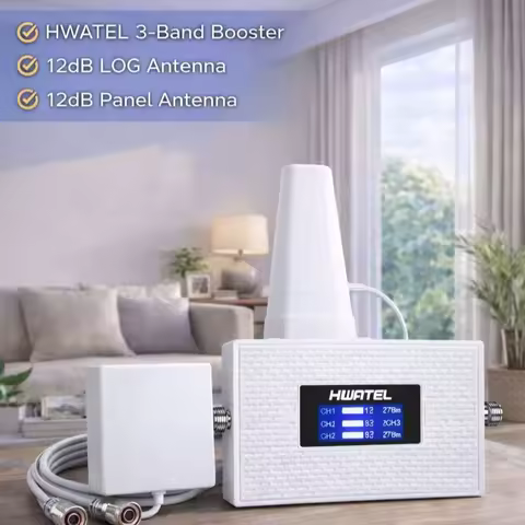 HWATEL 2024 850 900 1800 2100M 3-Band 8 5 3 1 B8 B5 B3 B1 High Gain ALC 2G 3G 4G 5G Tri-Band Signal 