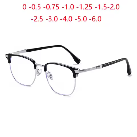 Black Gold Frame Anti Blue Rays Student Minus Sight Glasses Women Men Square Prescription Spectacles