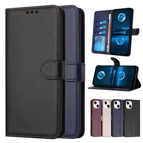 Leather Wallet Case for iPhone 16 15 14 13 12 Pro Max 11 XS XR X SE 2020 2022 7 8 Plus Luxury Flip C