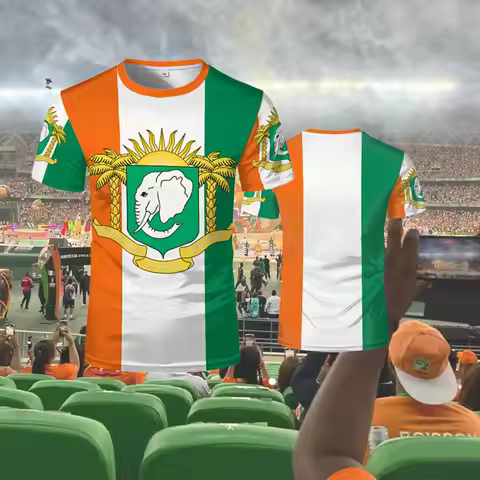 2025 New Ivory Coast Themed T-Shirt Outdoor Sports Breathable Quick-Drying Jersey Unisex Africa Cup 