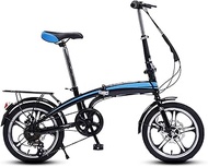 Fashionable Simplicity 20 Inch Folding Bike Foldable Bicycle Steel Frame Dual Disc Brake Rear Suspension Lightweight Commuting Bike with Fender Rear Rack for Adult Men and Women Teens City Bicycle Bik