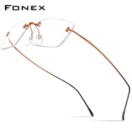 FONEX B Gọng kính Titan nam thiết kế thương hiệu Gọng kính mắt không vành ít chất lượng cao siêu nhẹ