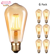 ELO11 6 Pack Filament Bulb, 110-130V 4W LED (40W Equivalent) LED Filament Bulb, Antique ST19 Shape E