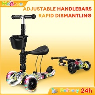 Kids Scooter Adjustable 3-Wheel Kids' Scooter with Flashing Wheels and Folding Design