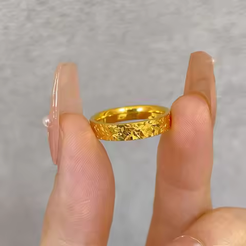 Fashion boutique 24K real gold Chipped gold ring bracelet au9999 Flash Chipped ice ring couple ring