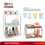 BMW Kitchen Ware - Rak Bumbu Dapur rak Kamar Mandi 3 Susun Kotak Plastik serbaguna