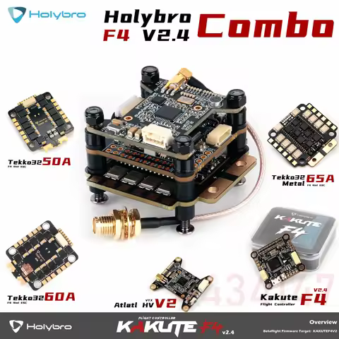 Holybro Kakute F4 V2.4 Flight Controller MPU6000 With Tekko32 F4 4in1 50A/60A/65A ESC Atlatl V2 VTX 