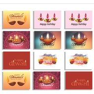 Kad Ucapan Diwali KYMY, 12 set Kad Ucapan Selamat Diwali dengan Sampul dan Pelekat, Reka Bentuk Berw