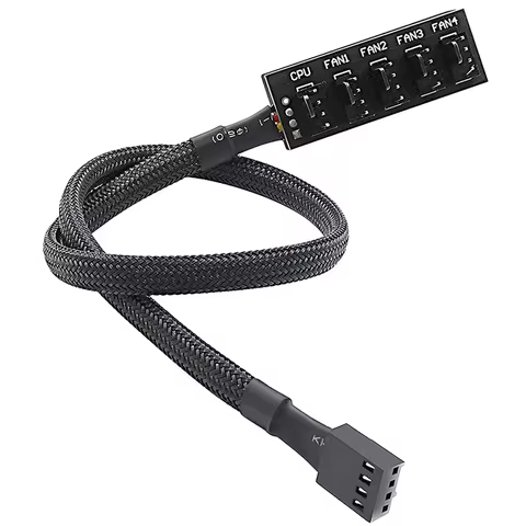 Computer case fan hub 1/5 PWM fan HUB package nylon mesh 4pin temperature control 1/5 40cm