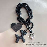 Sweet Cool Black Chain Black Car Keychain Love Chain Balloon Pendant Gift