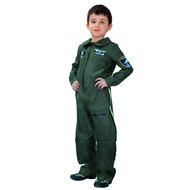 Halloween Kids Boys Air Force Costume Cosplay Pilot Uniform Dress Up Army Green Jumpsuit Birthday Party Clothing