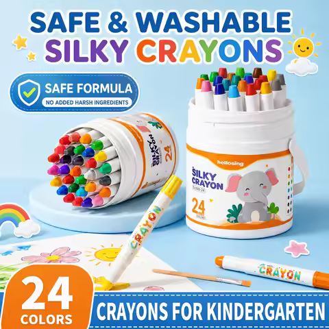 Silky Smooth Crayon Set Twist-Up Crayons, 12-Piece/24-Piece Washable Crayons Travel Art Supplies Sch