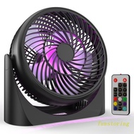 FUN 8" USB Desk Fan with Remote 360°  Table Fan with LED Color Light Small Fan