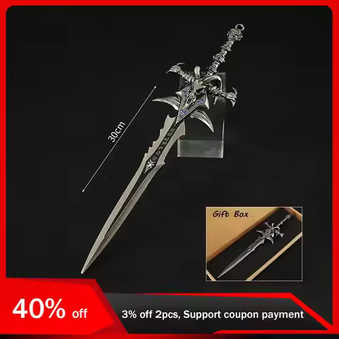World of Warcraft Frostmourne Swords 30cm Lich King Weapon Sheepshead Sword Gift Box Metal Katana Mo