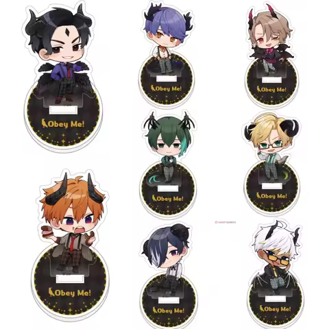 Anime Obey Me! Asmodeus Mammon Lucifer Solomon Mini Acrylic HD Characters Stand Desktop Decor Fans G