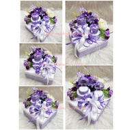 gubahan hantaran bekas cincin risik/tunang/nikah + 2pc bekas cincin - purple white