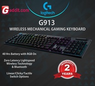 LOGITECH G913 LIGHTSYNC RGB WIRELESS MECHANICAL GAMING KEYBOARD - CLICKY - 920-009114 / LINEAR - 920