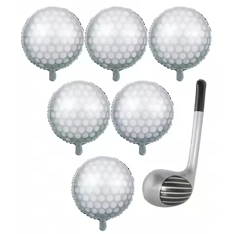 7Pcs Floating Golf Aluminium Film Balloons PVC Inflatable Golf Clubs Game Decor ForIndoor/Outdoor Bi