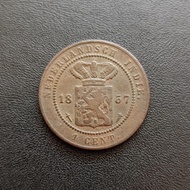 Koin Nederlandsch Indie 1 Cent 1857 Uang Kuno Hindia Belanda TP8ct