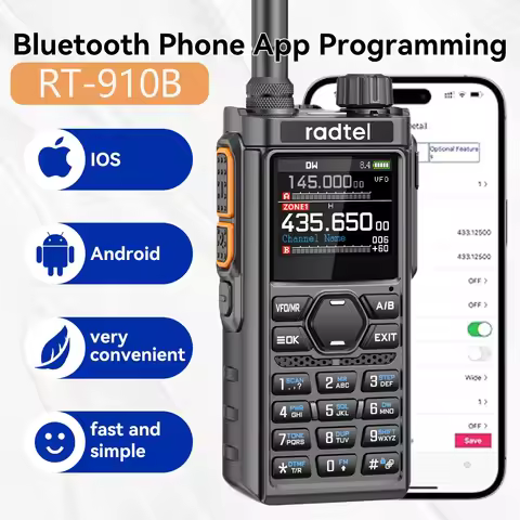 Radtel RT-910B 45-59Mhz TX RX Walkie Talkie 960 Channels, AM/FM, Air Band, Type C Spectrum with Blue