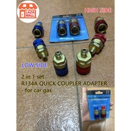 2 Pcs R134a Adapter Car Aircond socket Gas Penyaman Udara Kereta Freon High & Low Quick Connector Co